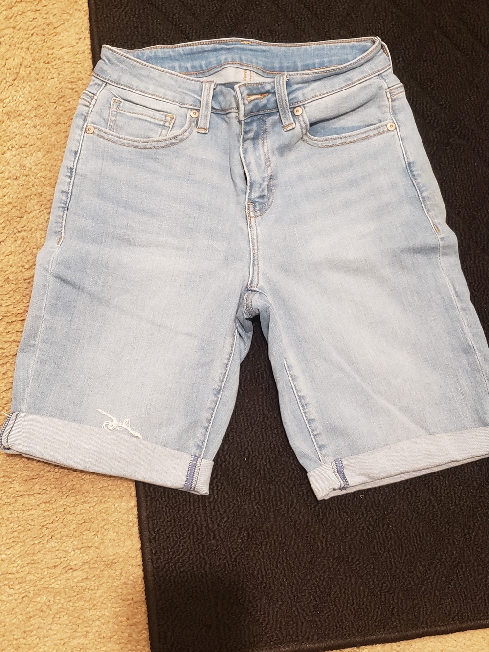 Light Wash Denim Bermuda Shorts for Women